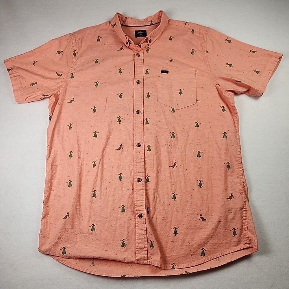 Rip Curl Mens XXL Shirt Short Sleeve Hula Girl Classic Fit Casual Button Down